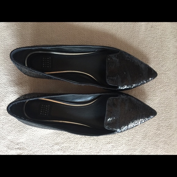 WHBM Black Sequined Flats-size 8 - Picture 2 of 4